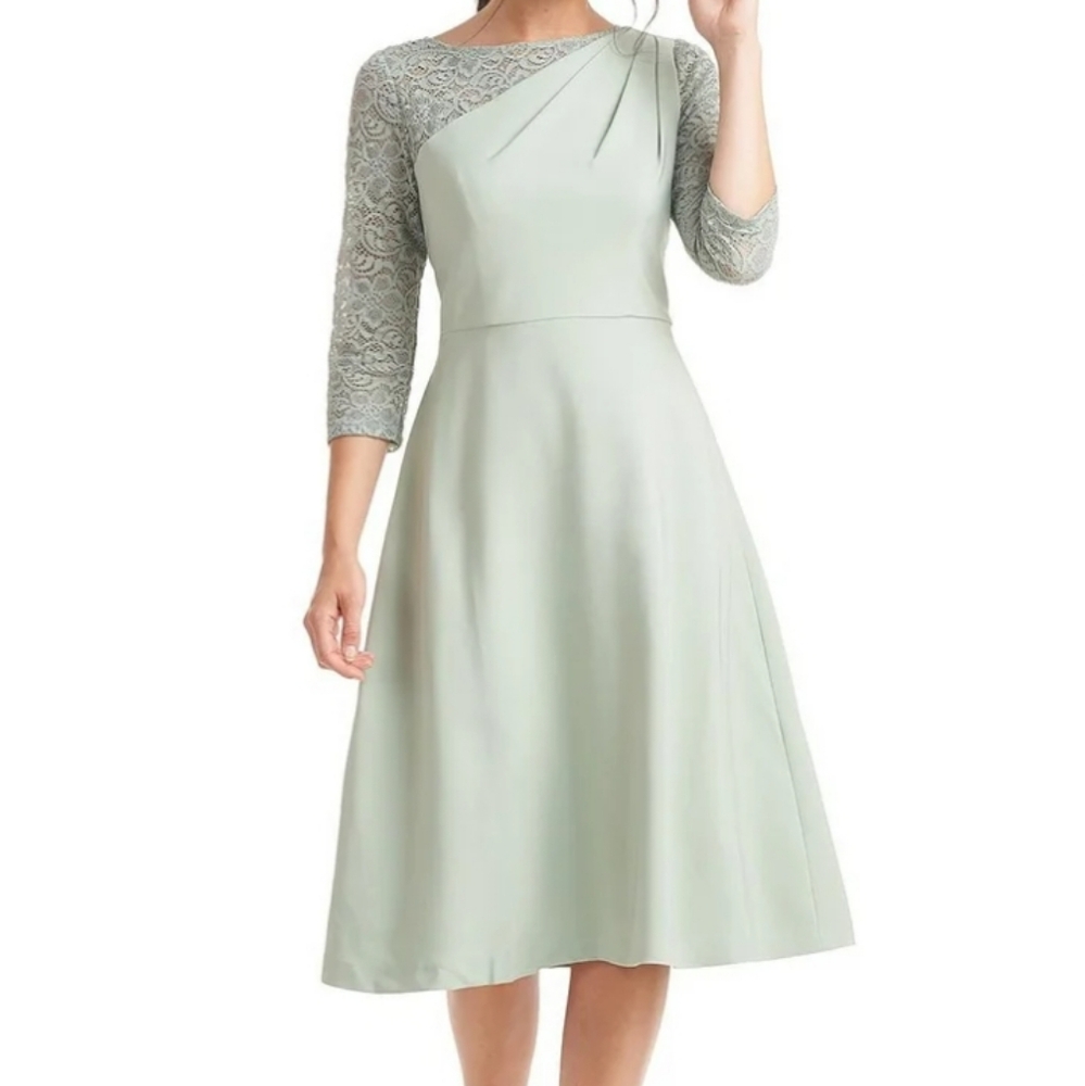 JS Collections Womens Lace Trim Knee Fit and Flare Dress